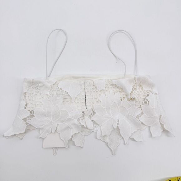 Free People Rumer Tropez White Lace Crochet Crop Top Med NWT - Picture 4 of 9